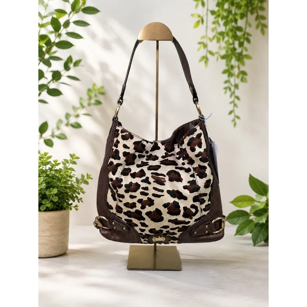 MK147 Michael Kors lepord print calf hair  hobo